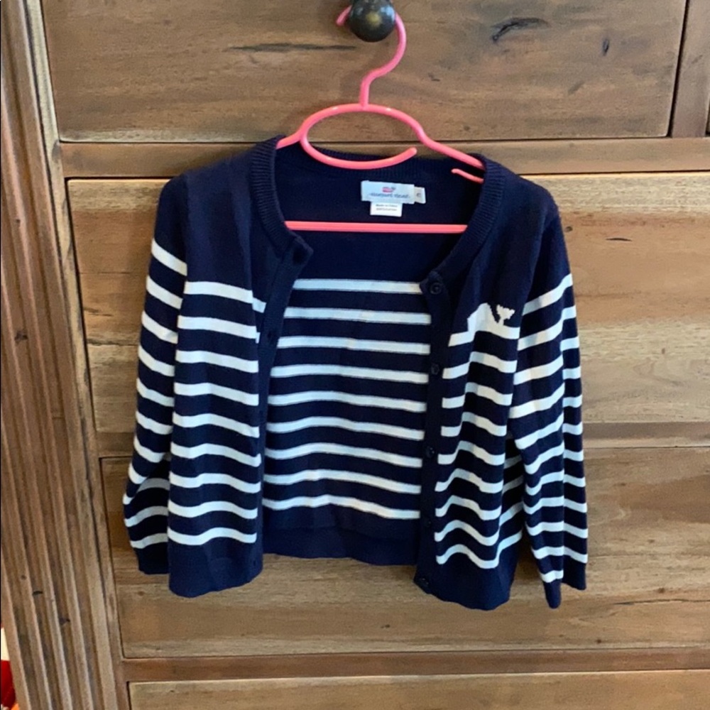Navy and white sweater